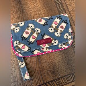 Bungalow 360 Otter Hearts Love Blue & Pink Canvas Clutch Wallet Wristlet Purse